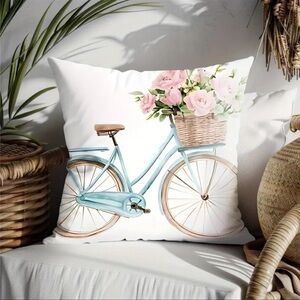 NEW: Floral Bicycle Decorative Pillow